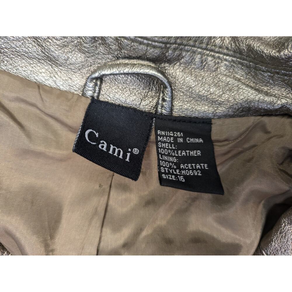 Cabi Leather One Button Size 16 Metallic Gold jacket - Picture 4 of 11